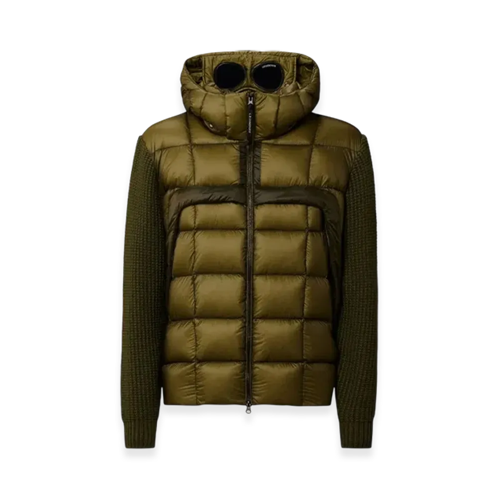 C.P. Company Extrafine Merino Wool Mixed Full Zip Goggle Sweater "Elmwood Green"