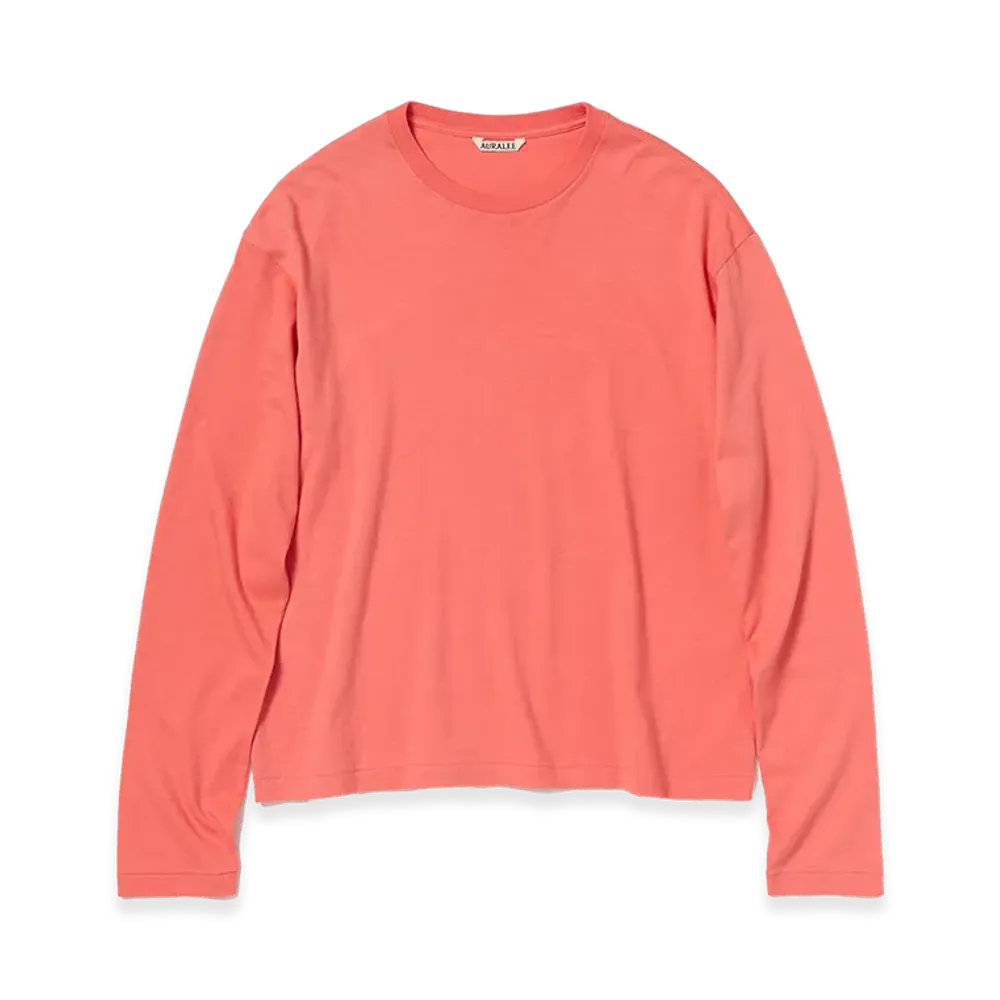 AURALEE Brushed Organic Cotton Jersey L/S Tee "Coral Pink"