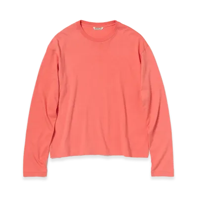 AURALEE Brushed Organic Cotton Jersey L/S Tee "Coral Pink"