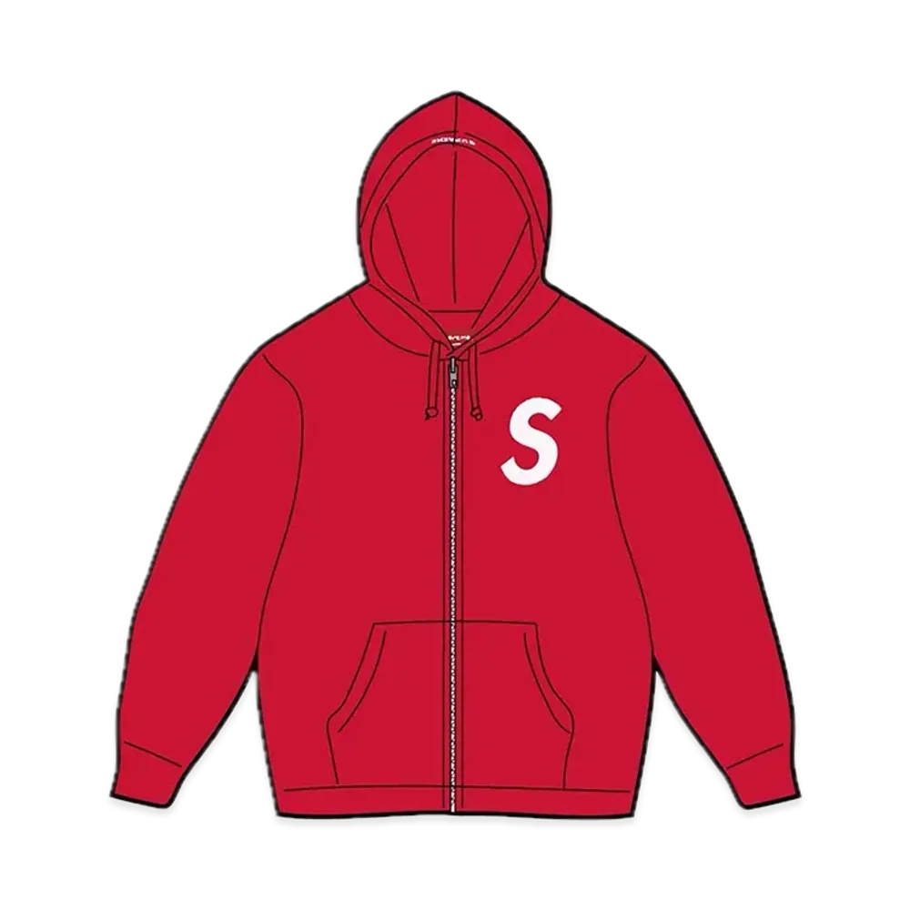 Supreme S Logo Zip Up Hooded Sweatshirt "Red" (23FW)