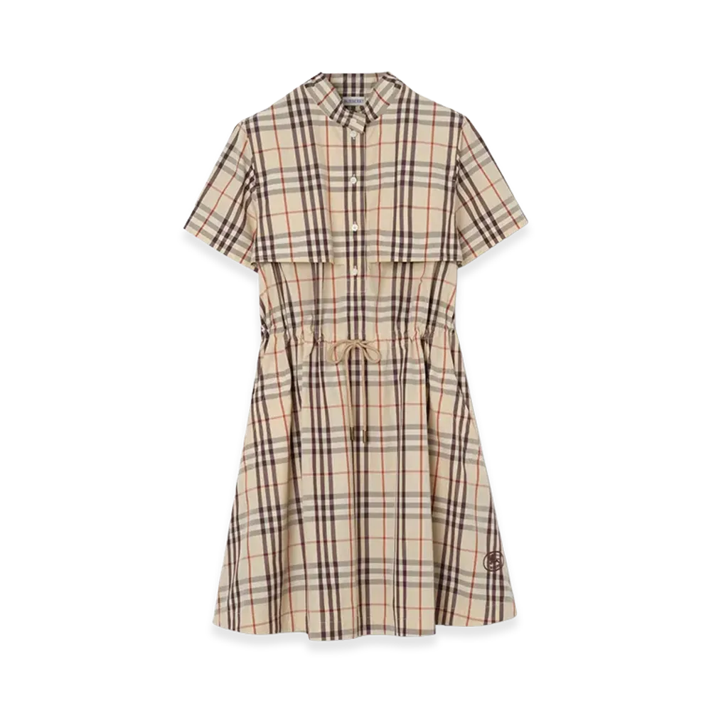 Burberry Women's Check Cotton Dress "Almond Beige"