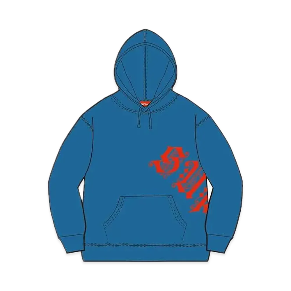 Supreme Old English Wrap Hooded Sweatshirt "Blue"