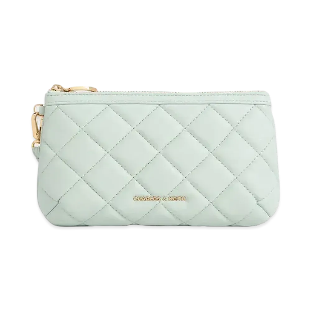 CHARLES & KEITH Cressida Quilted Wristlet "SageGreen"