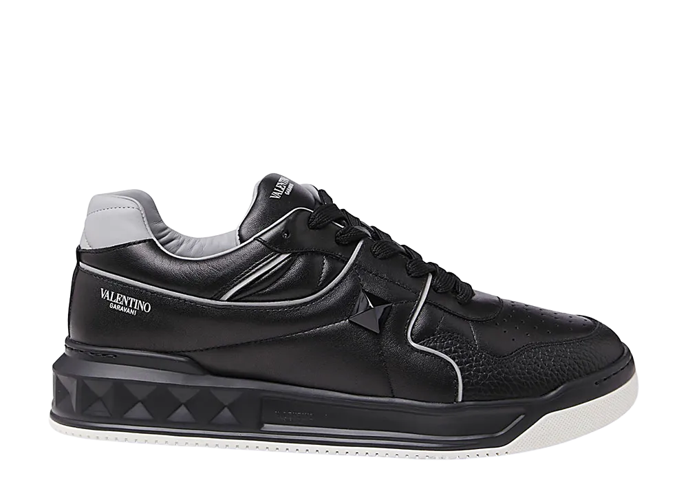 Valentino Garavani Black Nappa Leather One Stud Sneakers "Black"