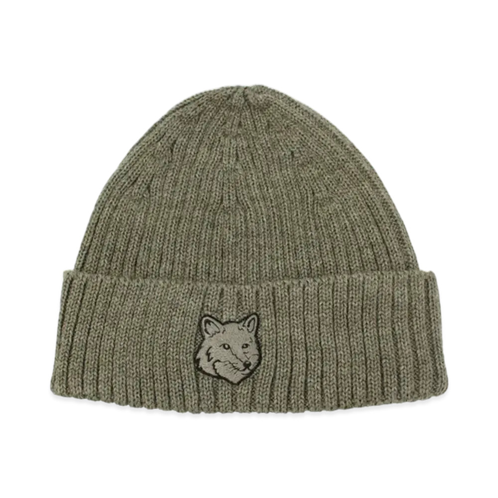 Maison Kitsune Bold Fox Head Beanie "Laurel Green"