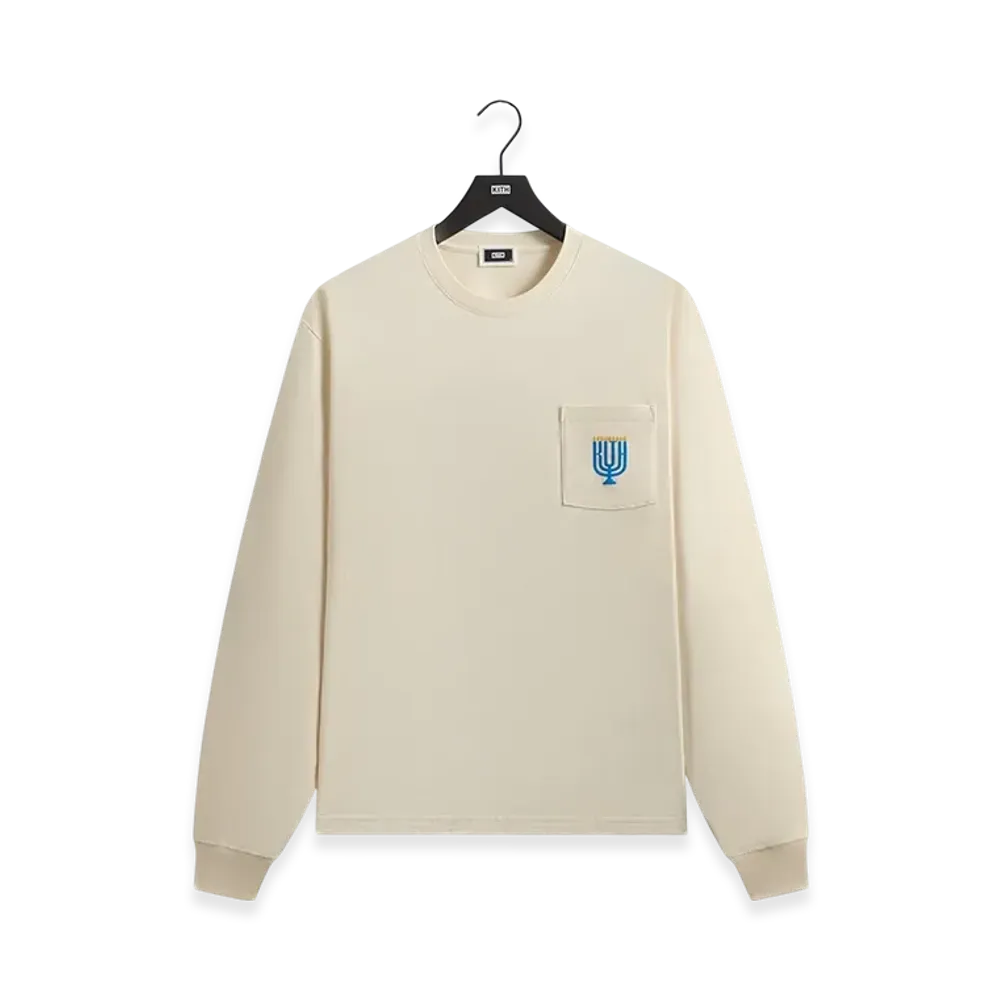 Kith Hanukkah Stained Glass Long Sleeve Pocket Tee "Sandrift"