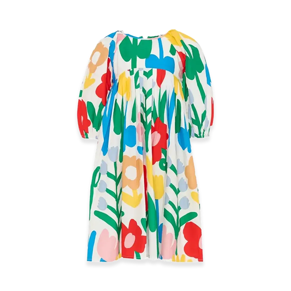 STELLA McCARTNEY Kids Floral-Print Cotton Midi Dress "White"