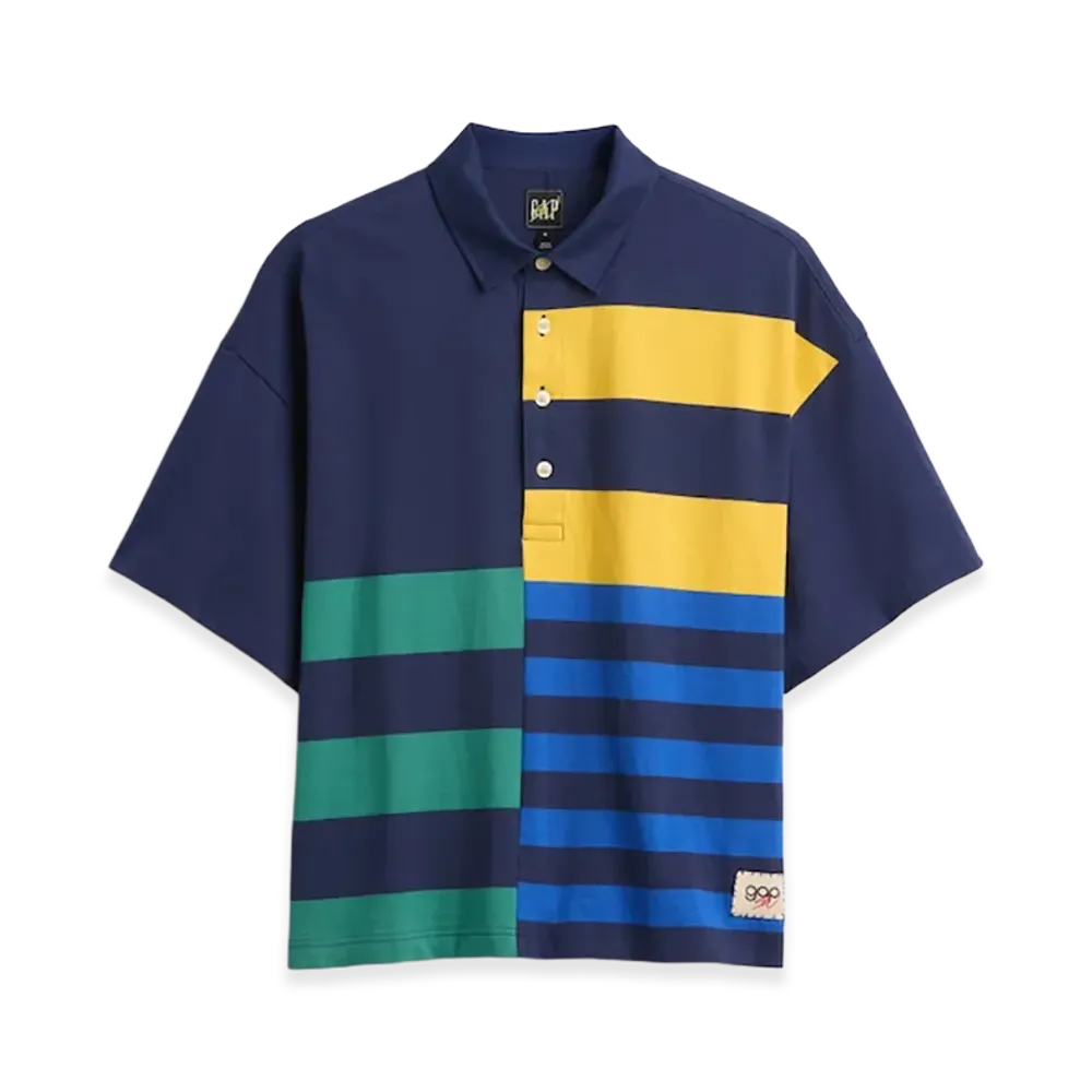 Gap x Sean Wotherspoon Oversized Mixed Stripe Boxy Polo Shirt "Multi Stripe Blue"