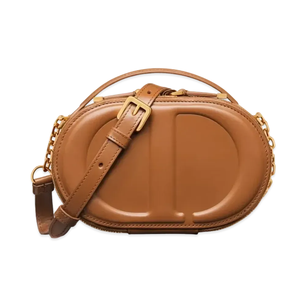 Dior CD Signature Oval Camera Bag Saddle Calfskin Embossed "Golden"
