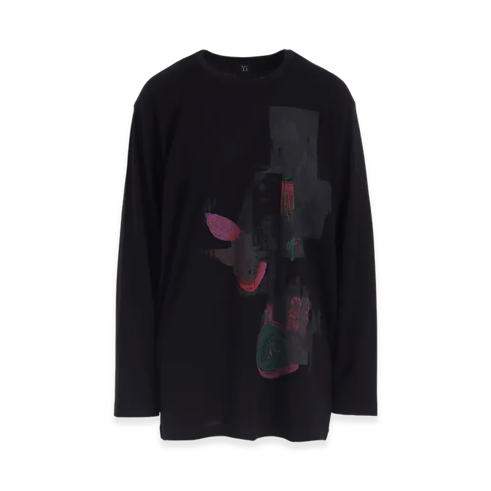Y's Fruit Print Graphic Long Sleeve T "Black"