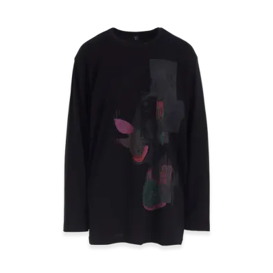 Y's Fruit Print Graphic Long Sleeve T "Black"