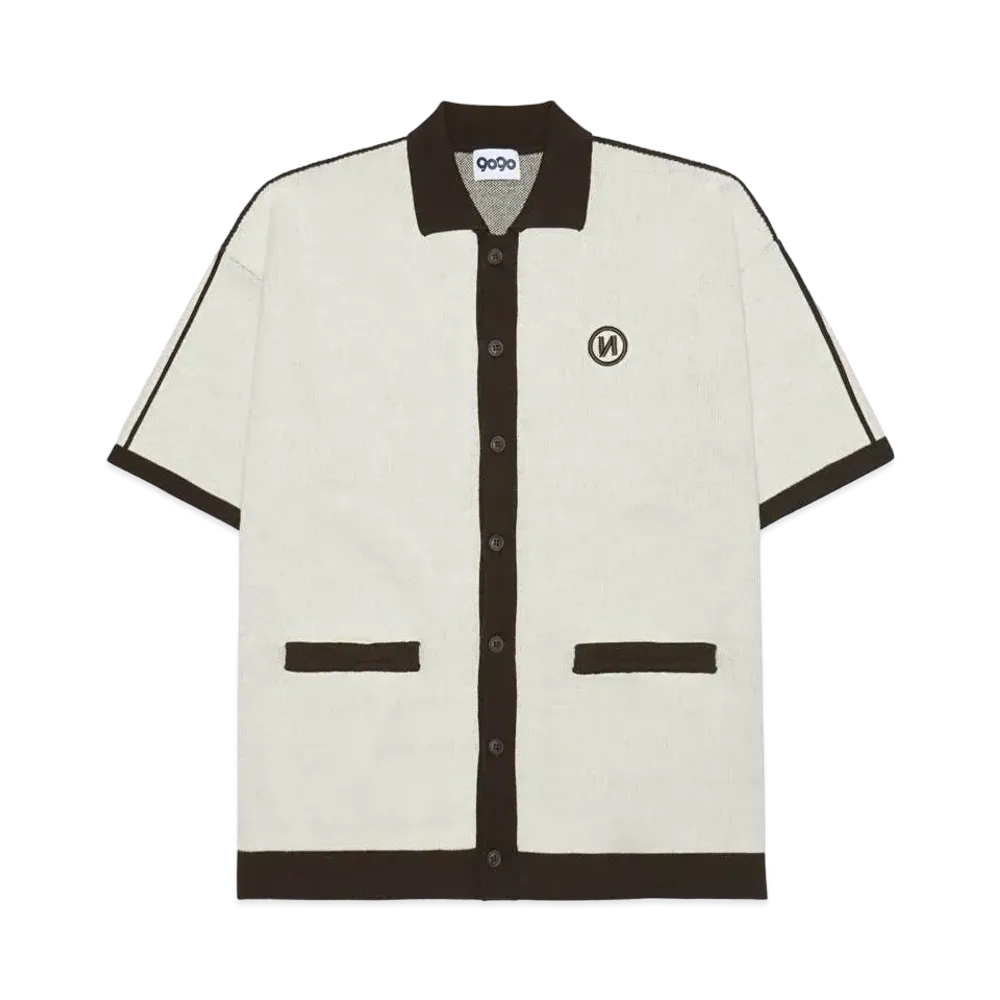 9090 N Logo Track Half Cardigan "Ivory"
