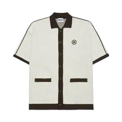 9090 N Logo Track Half Cardigan "Ivory"