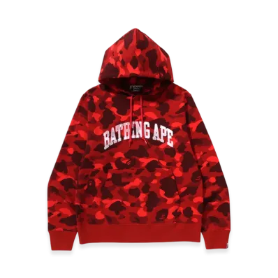 A BATHING APE Color Camo Pullover Hoodie "Red"