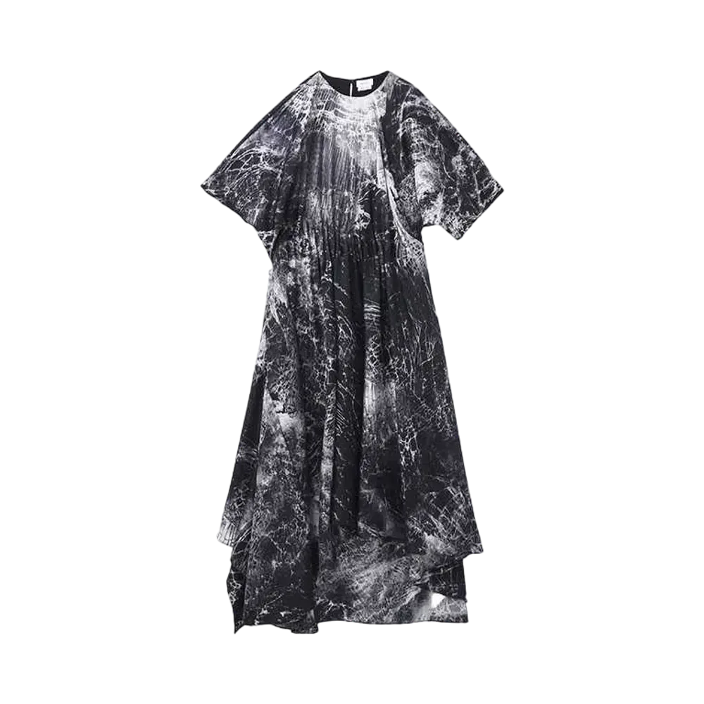 Alexander McQUEEN Smashed Screen Asymmetric Dress "Black"