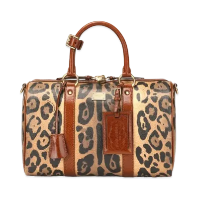 Dolce&Gabbana Handbag Crespo Leopard Print Logo Plate "Multicolor"