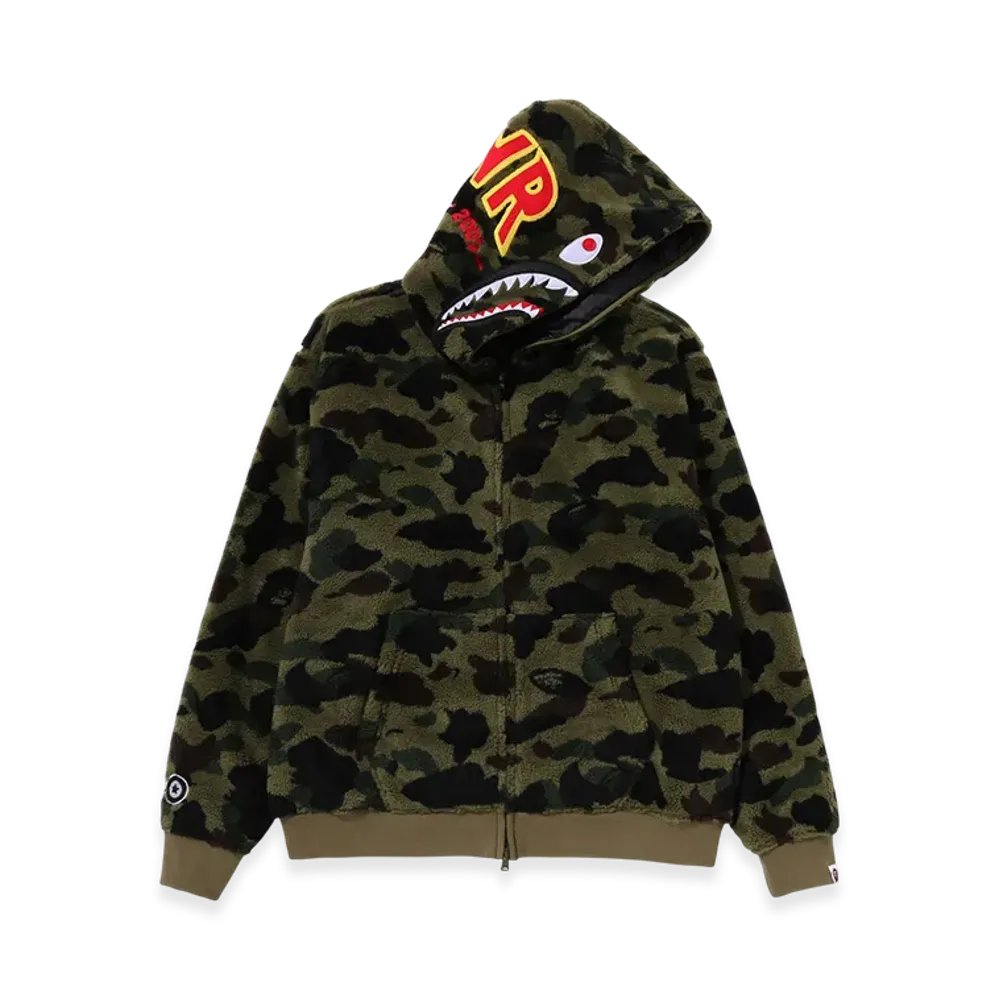 A BATHING APE 2nd Shark Boa Hoodie Jacket "Green"