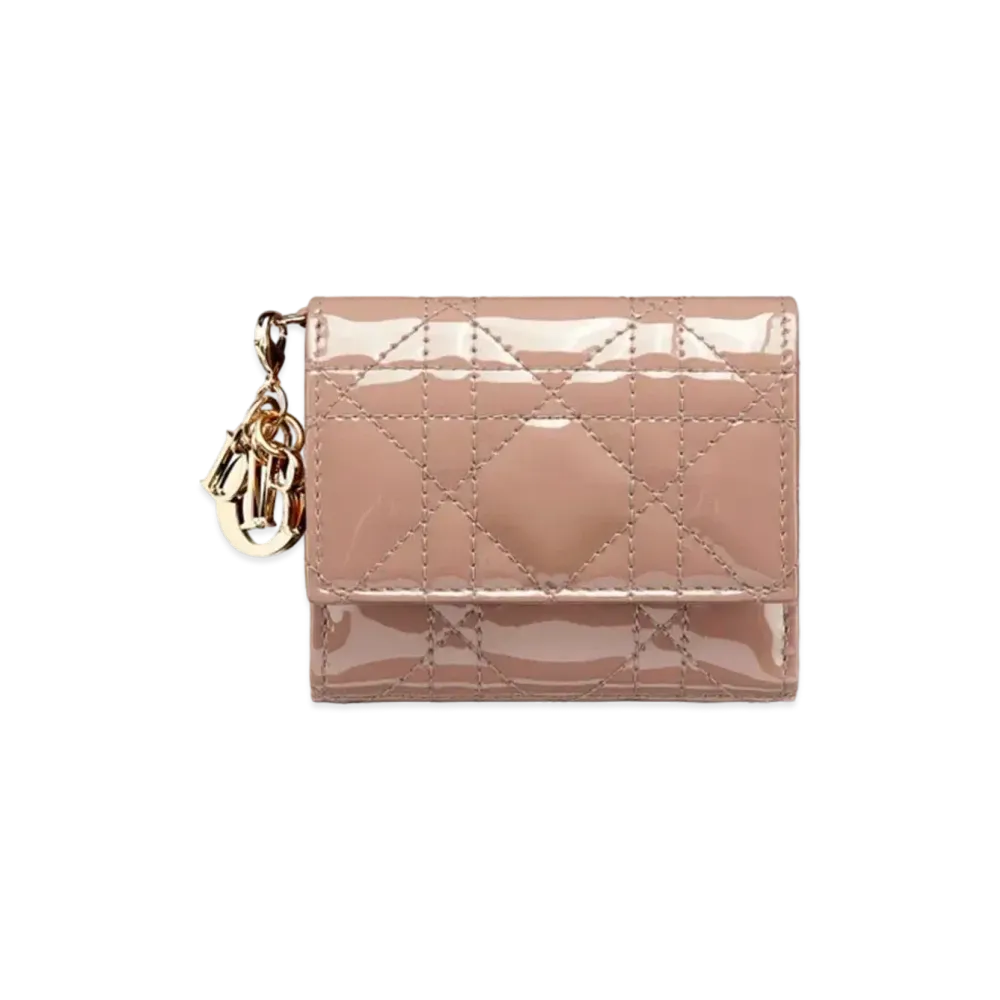 Dior Lady Dior Lotus Wallet Cannage Patent Calfskin "Taupe"