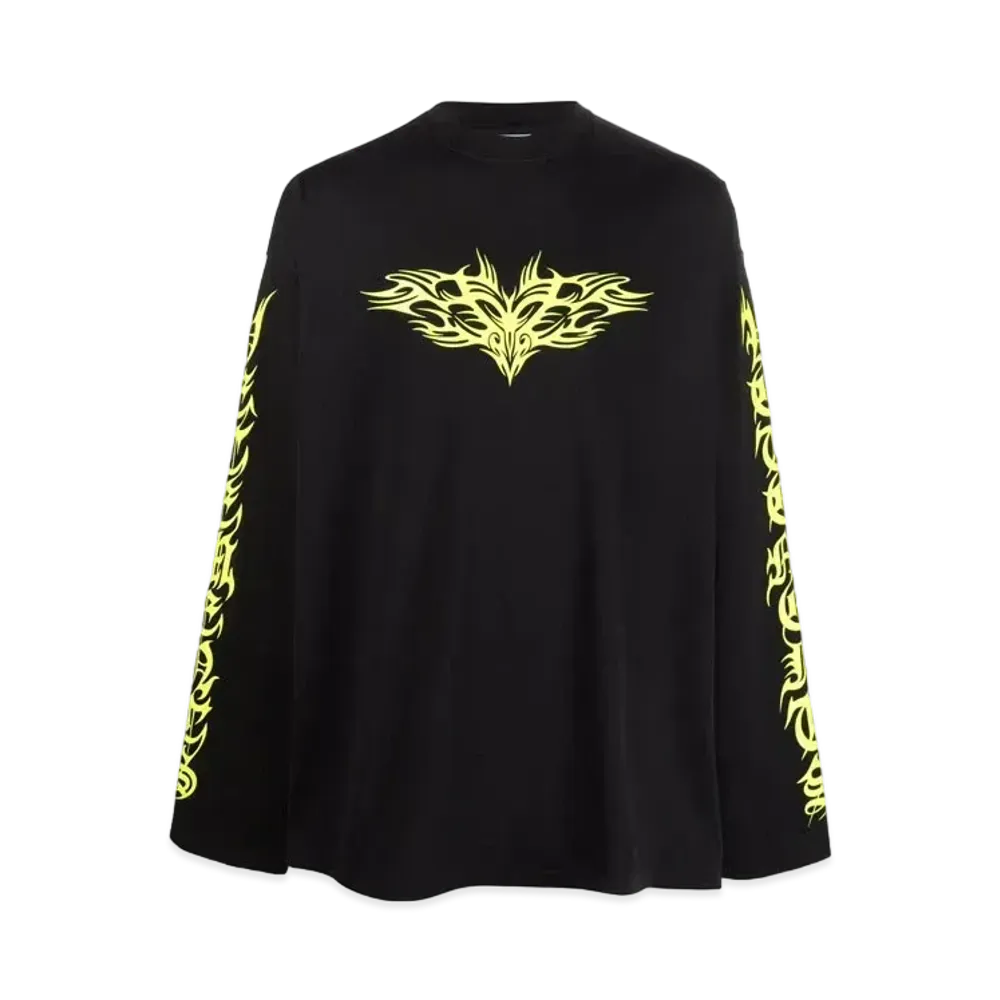 VETEMENTS Gothic Print ed Long T-shirt "Black Neon Green"