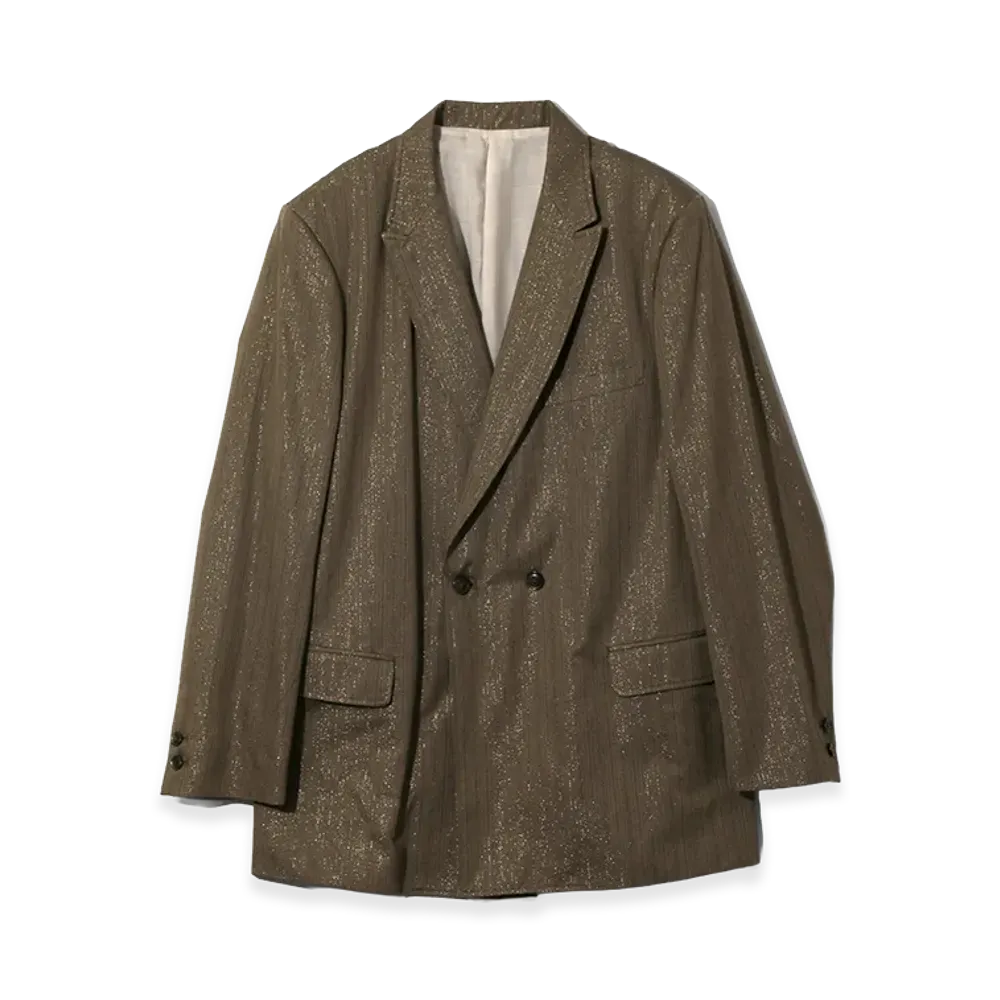 NEEDLES Double Breasted Jacket - Lame Stripe "Taupe"