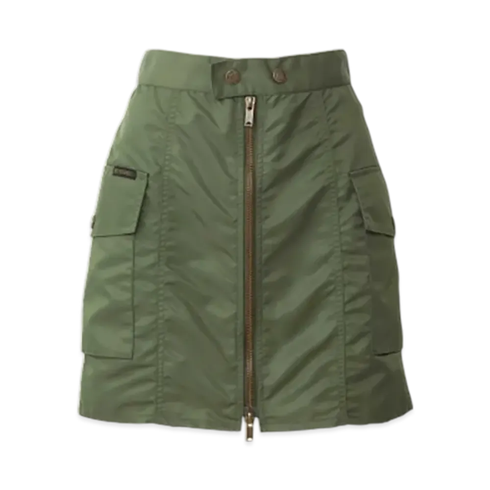 HYSTERIC GLAMOUR Front Zip Nylon Mini Skirt "Khaki"