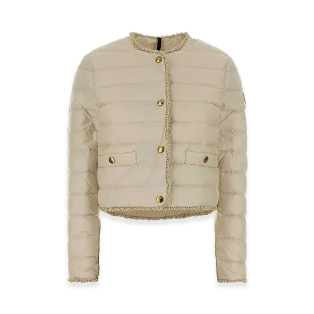 MONCLER Women's Nylon Fleaurs Down Jacket "Ivory"