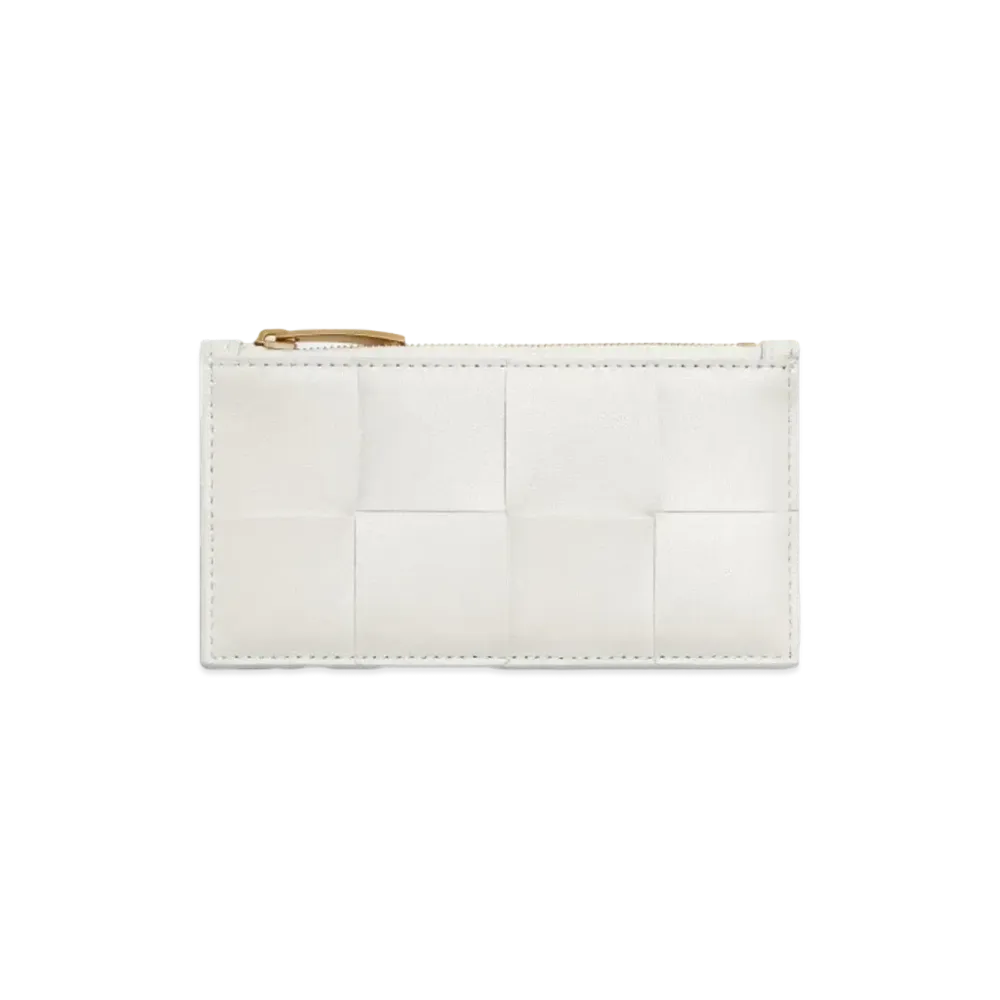 Bottega Veneta Zipped Card Holder "Chalk"