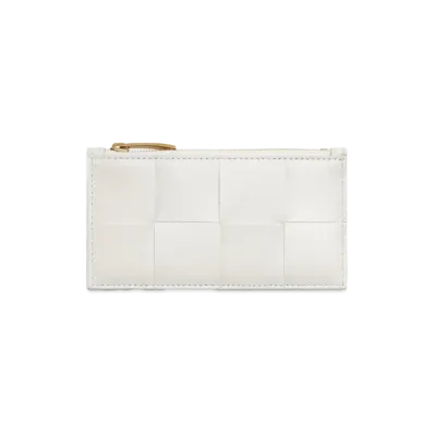 Bottega Veneta Zipped Card Holder "Chalk"