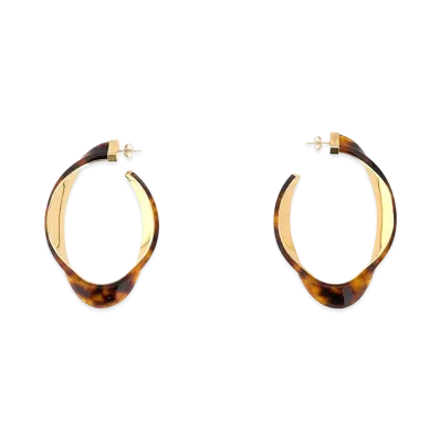 Saint Laurent Women's Printed Acetate And Metal Earrings "AnimalPrint"