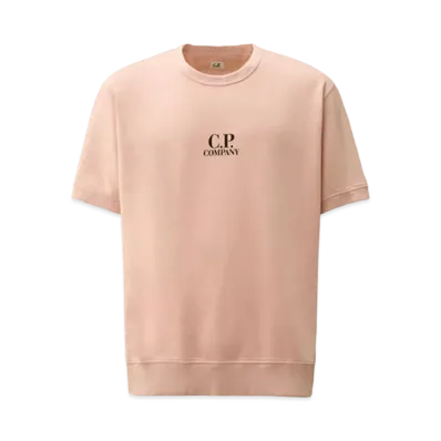 C.P. Company Light Fleece Short Sleeve Sweatshirt "Misty Rose Pink"