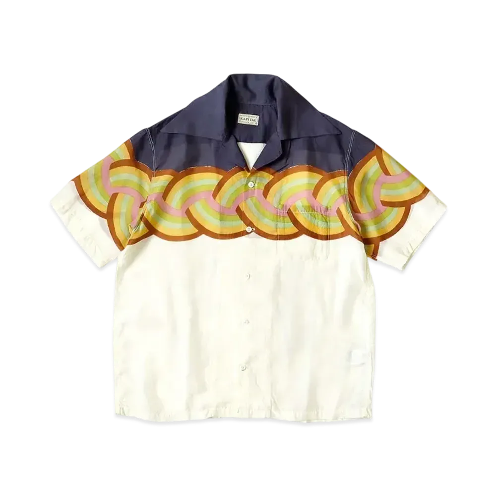 KAPITAL Silk Rayon Rainbow Langle Color Aloha Shirt "Nascon Kinari"