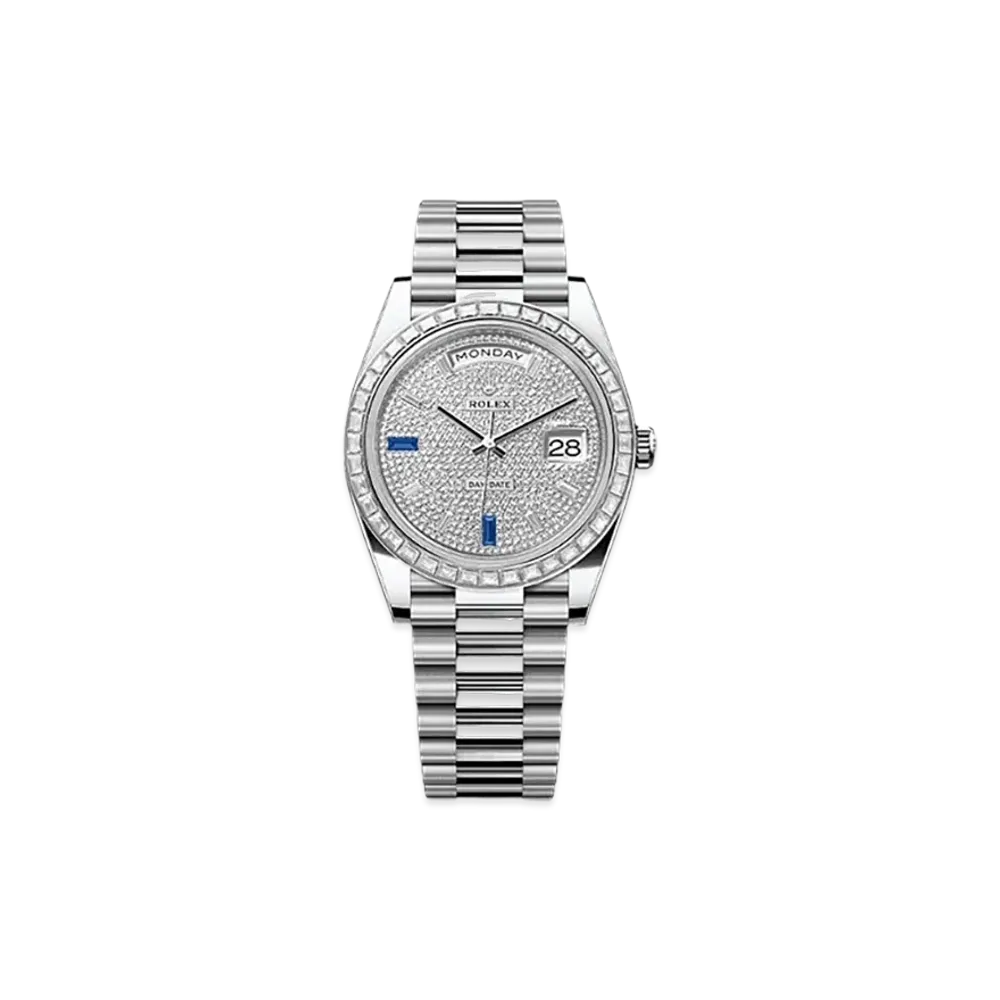 ROLEX Day-Date 40mm Platinum Diamond 228396TBR "Pave diamonds/Sapphire"