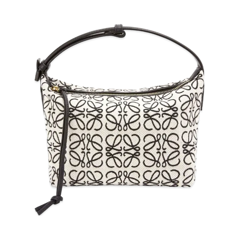 LOEWE Small Cubi Bag In Anagram Jacquard And Calfskin "Ecru / Black"