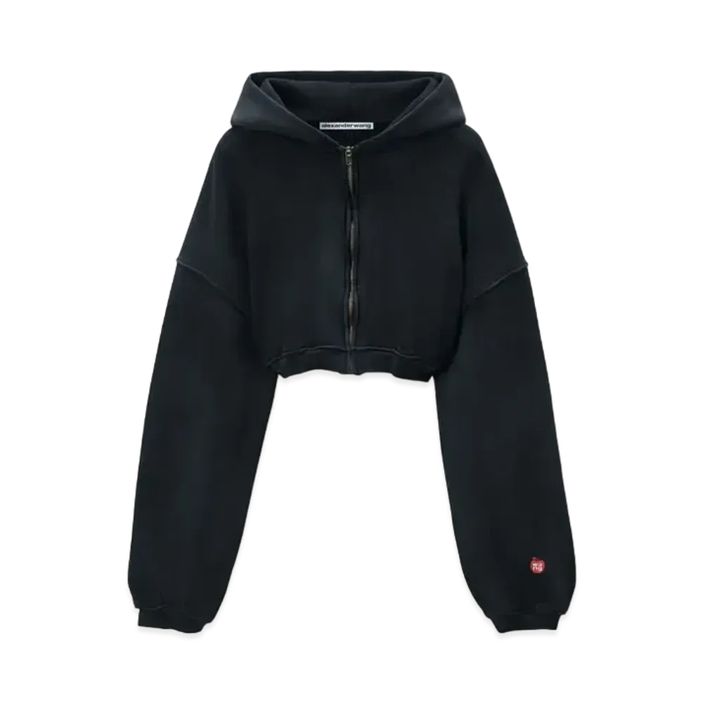 Alexander Wang Classic Terry Crop Zip-Up Parka "Black"