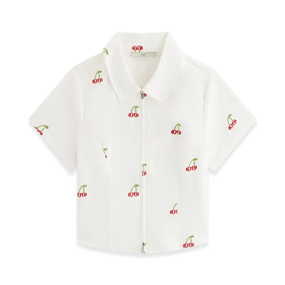 Kith Women's Caela Cherry Oxford Zip Shirt "White"
