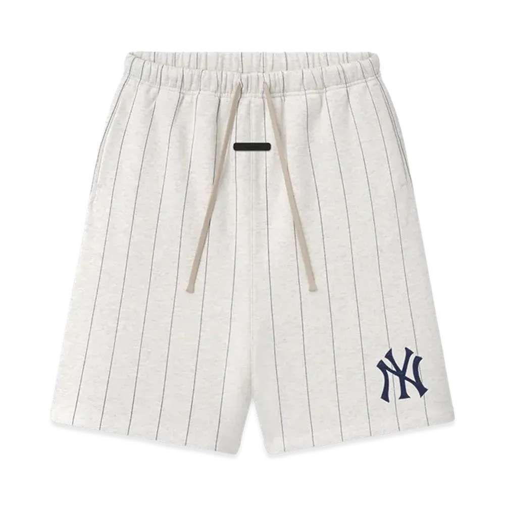 FEAR OF GOD x MLB Yankees 90's Sweatshort "Oatmeal Heather W Dark Sapphire Pinstripes"
