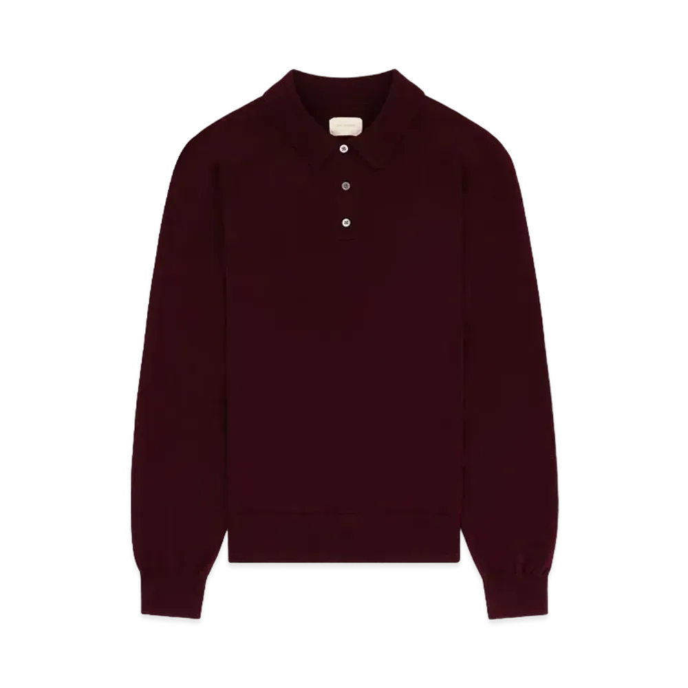 Aime Leon Dore Merino Silk Long-Sleeve Polo "Burgundy"