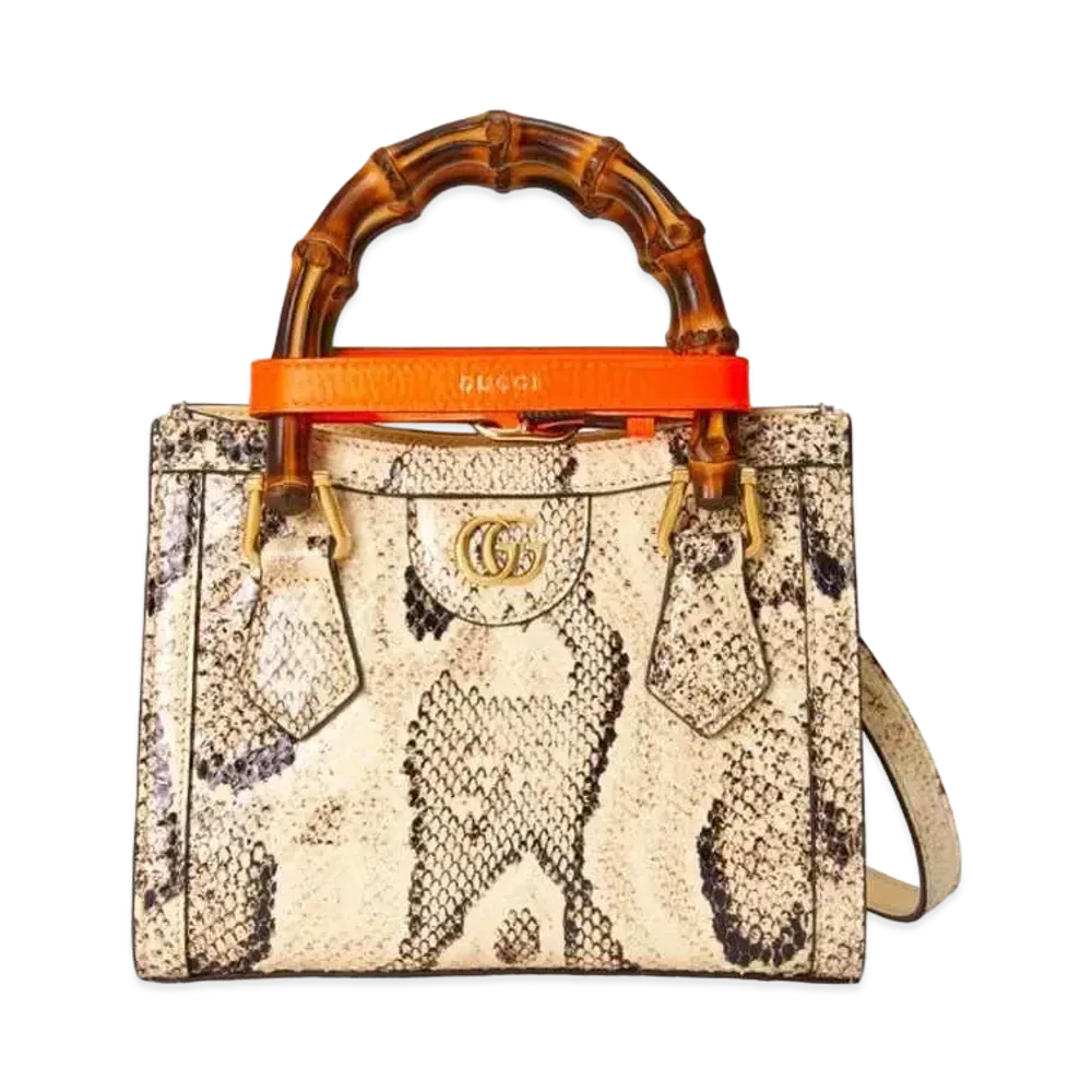 GUCCI Diana Mini Python Tote Bag "Natural"