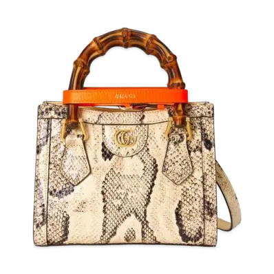 GUCCI Diana Mini Python Tote Bag "Natural"