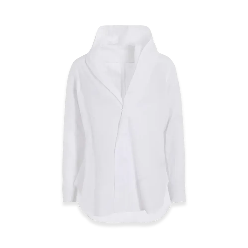 Yohji Yamamoto 100/-Khadi Draped Detail Hood Dress "White"