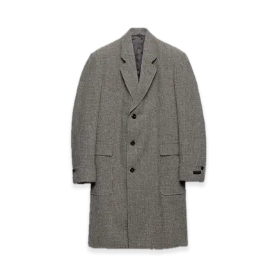 PRADA Single-Breasted Houndstooth Check Wool Coat "Gray"
