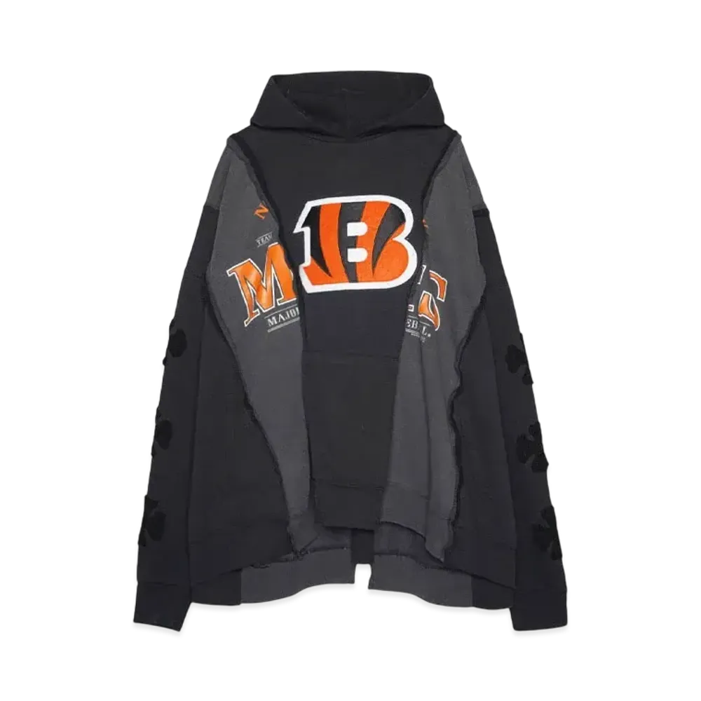 DISCOVERED LOOPING WIDE COLLEGE HOODIE with IRON CROSS CROCHET_ver.03 "BLACK"