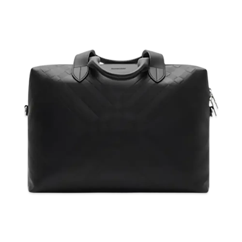 Burberry Embossed Check Briefcase "Black"