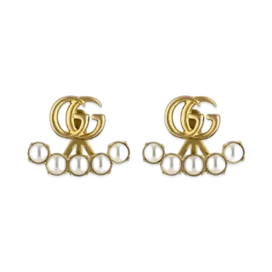 GUCCI Pearl Double G Earrings