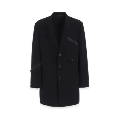 S'YTE Pe/Gabardine Zipper-Taped Long Jacket "Black"