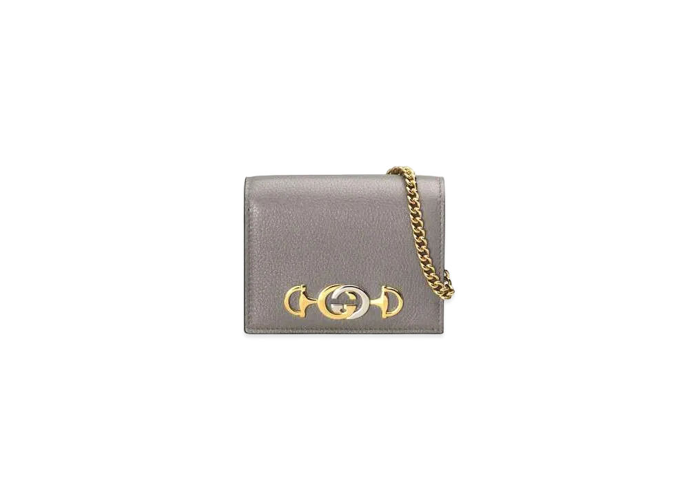 GUCCI Zumi Card Case Wallet "Dusty Grey Grainy"