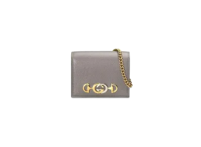 GUCCI Zumi Card Case Wallet "Dusty Grey Grainy"