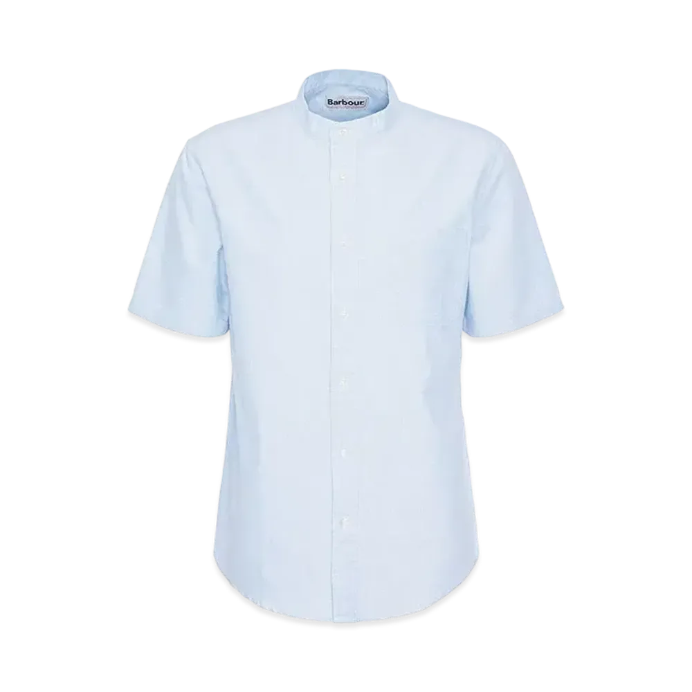Barbour Gerrard Oxford Band Collar Short Sleeve Shirt (Oversized Fit) "Light Blue"