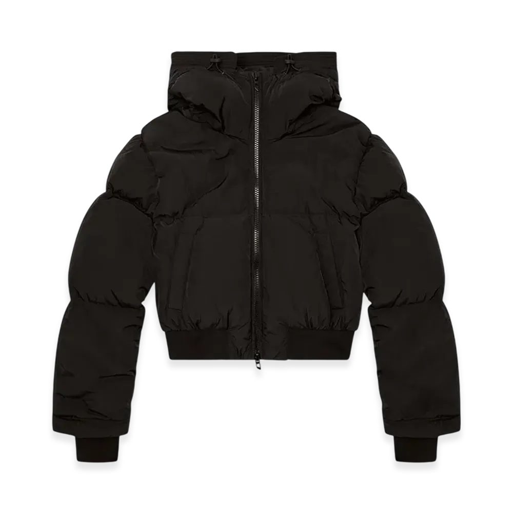 Diesel W-Peyt-Short-New-P1 Hooded Down Jacket In Crinkled Nylon "Black"