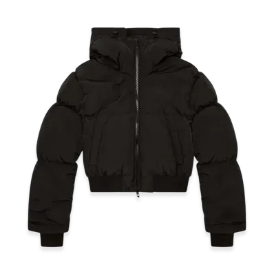 Diesel W-Peyt-Short-New-P1 Hooded Down Jacket In Crinkled Nylon "Black"